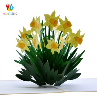 Thiệp Hoa 3D Handmade HMG Pop-up Card Lẵng Hoa Nhiều Màu Sắc, Quà Tặng Cho Các Dịp Lễ, Size 15x15cm