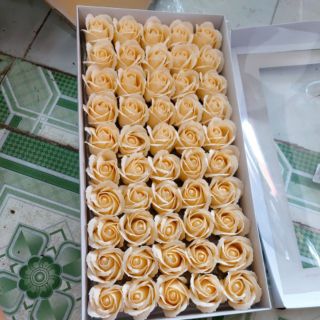 Hoa hồng sáp thơm 3 lớp màu cam nhatj