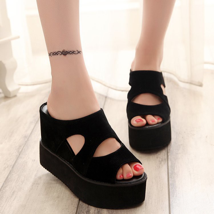 Dép sandal cho nữ đế xuồng cao 9-10 cm thời trang Hàn Quốc