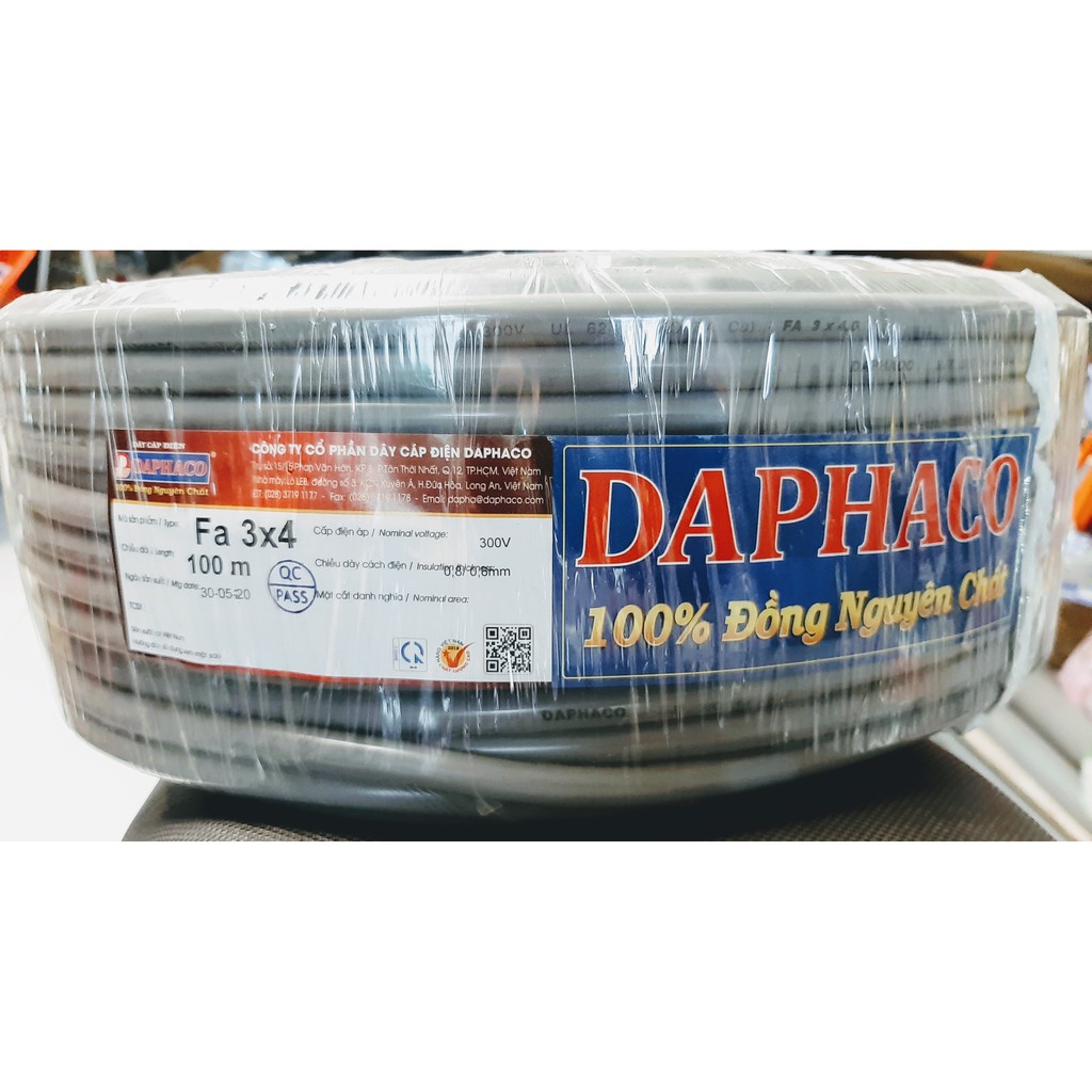 Dây Điện 3 Lõi 3x4.0 Daphaco Tròn Xám ( giá bán theo met )