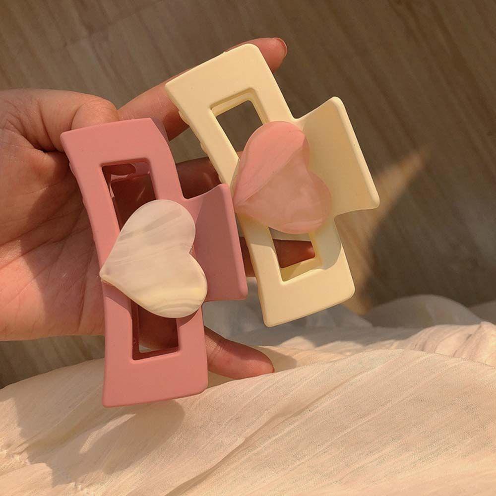 Kẹp Tóc Càng Cua Hình Trái Tim Đơn Giản Bằng Acrylic Cho Nữ