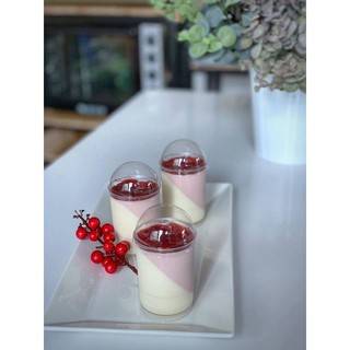 Set 50 ly nhựa PS hình trụ tròn nhỏ có nắp cầu