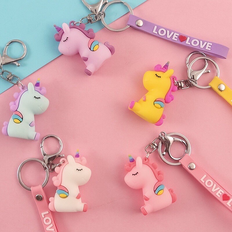 MÓC KHOÁ UNICORN NGỰA MỘT SỪNG KÈM CHUÔNG SIÊU CUTE