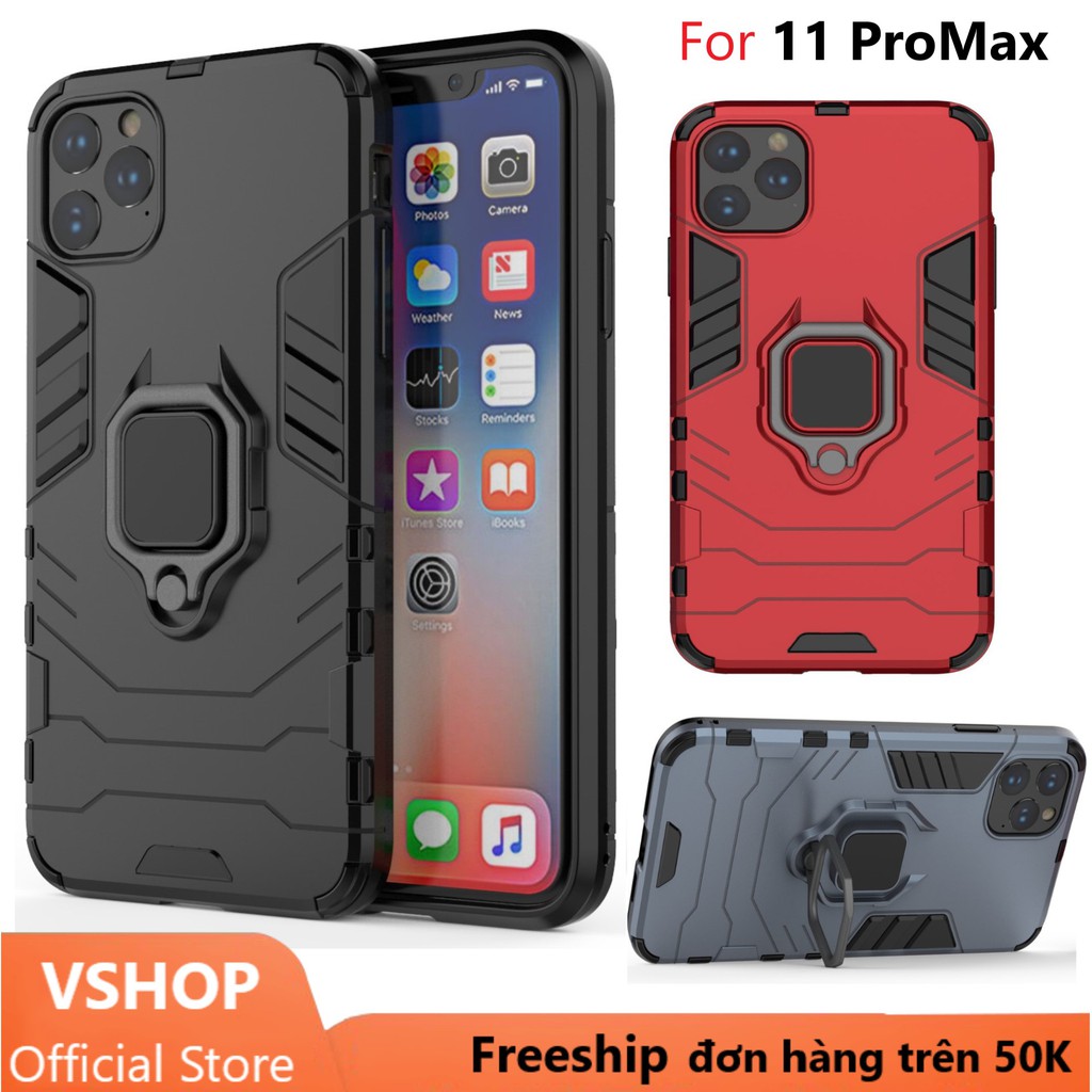 Ốp Iphone 11 ProMax chống sốc cao cấp Ironman batman kèm nhẫn iring chống xem video tiện lợi