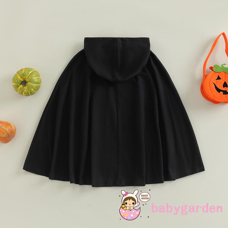 Áo Choàng Có Mũ Trùm Dáng Rộng In Họa Tiết Halloween Màu Trắng / Đen Cho Bé 2-6 Tuổi