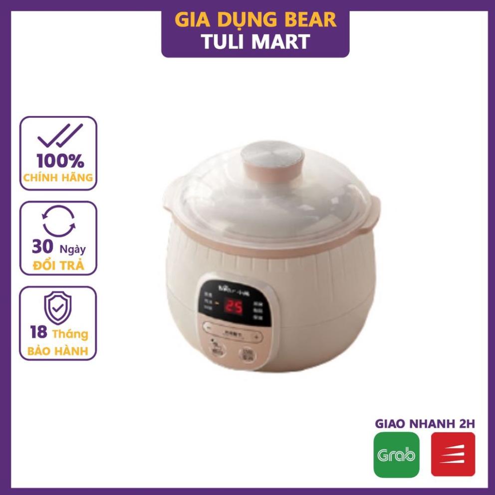 Nồi nấu chậm 0,8L Bear  đa năng nấu cháo, hầm, ninh lõi bằng gốm cao cấp giữ nhiệt lâu Gia dụng Bear Tuli Mart