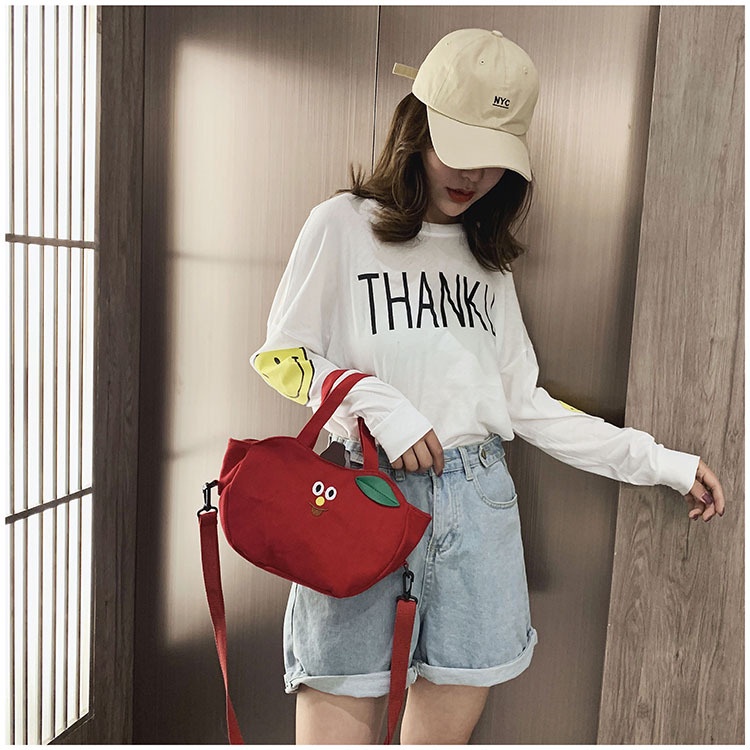 Túi Đeo Vai Vải canvas Cỡ Nhỏ Họa Tiết Dễ Thương Dành Cho Nữ