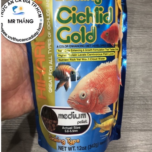 Hikari Sinking Cichlid Gold : Thức ăn tăng màu cá Hồng Két, La Hán và dòng Tai Tượng, cá chuột...