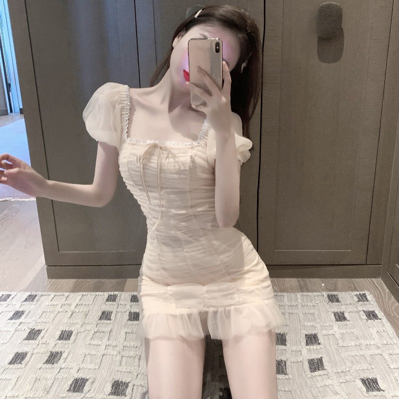 sẵn JANE'S Đầm voan lưới xếp nhún cổ tích viền bèo nhỏ ôm body tôn dáng HÀNG QUẢNG CHÂU chất đẹp J0040 kèm ảnh khách | BigBuy360 - bigbuy360.vn