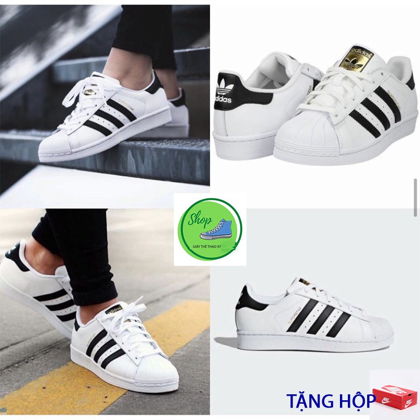 Giày thể thao  mũi sò tem vàng cho nam và nữ Superstar kiểu dáng classic lên chân cực đẹp