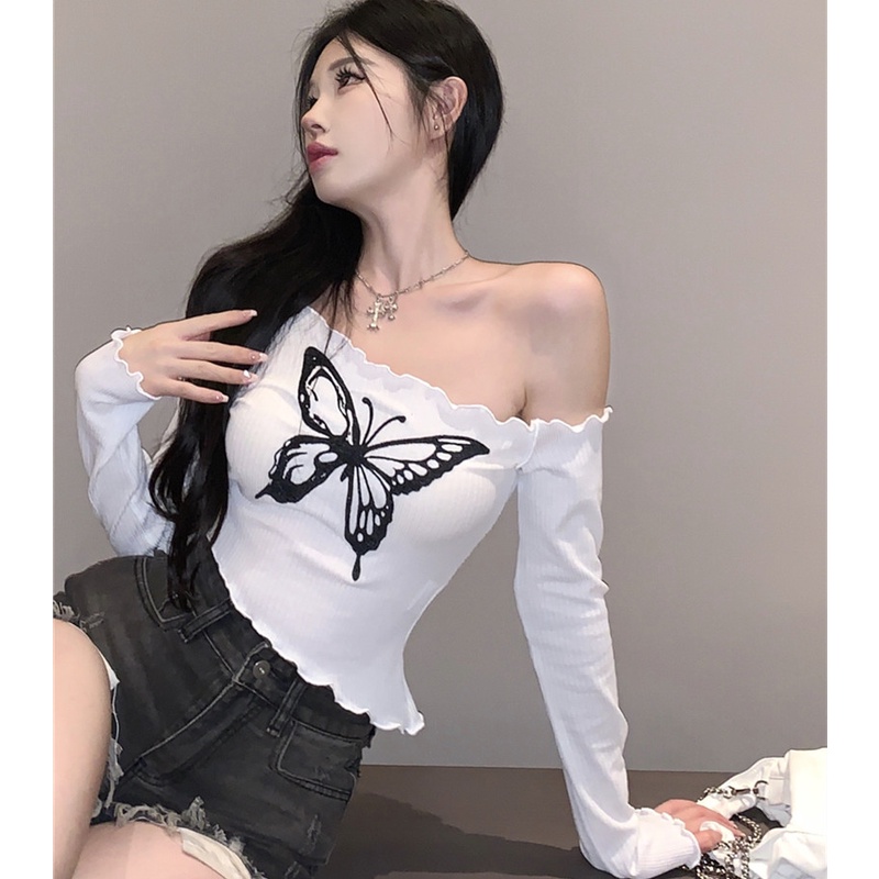 Áo Kiểu Trễ Vai Dáng Dài Lệch Tà Gợi Cảm Cho Bạn Gái