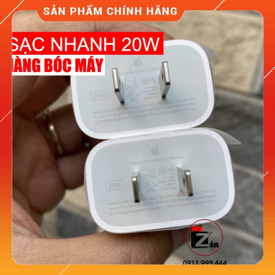 [CHÍNH HÃNG] Củ Sạc Nhanh 20W cho iphone X XR XS Max 11 Pro Max 12 Pro Max 7 8 Plus và ipad hàng bóc máy Mỹ