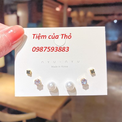 Set 3 bông tai hợp kim Hàn Quốc (PK26)