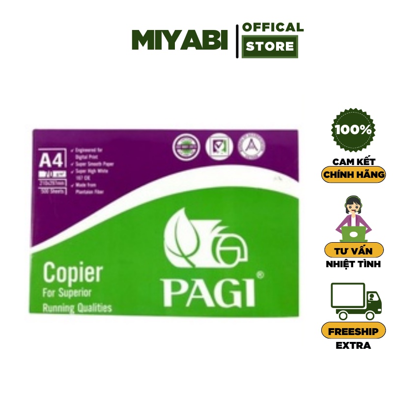 Giấy in a4 PAGI định lượng 70gsm đóng gói 500 tờ/ tập giá sỉ - Giấy a4 văn phòng phẩm cao cấp - MIYABI STORE