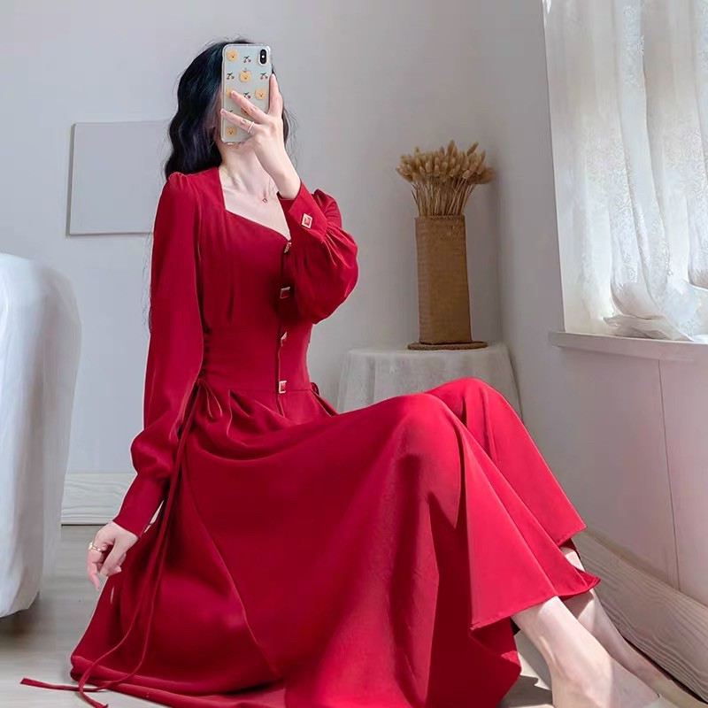 Đầm maxi tay dài cổ cách điệu cao cấp phù hợp đi chơi, đi tiệc cưới, đi dao phố cà phê - Thời trang VADA - V20 | BigBuy360 - bigbuy360.vn