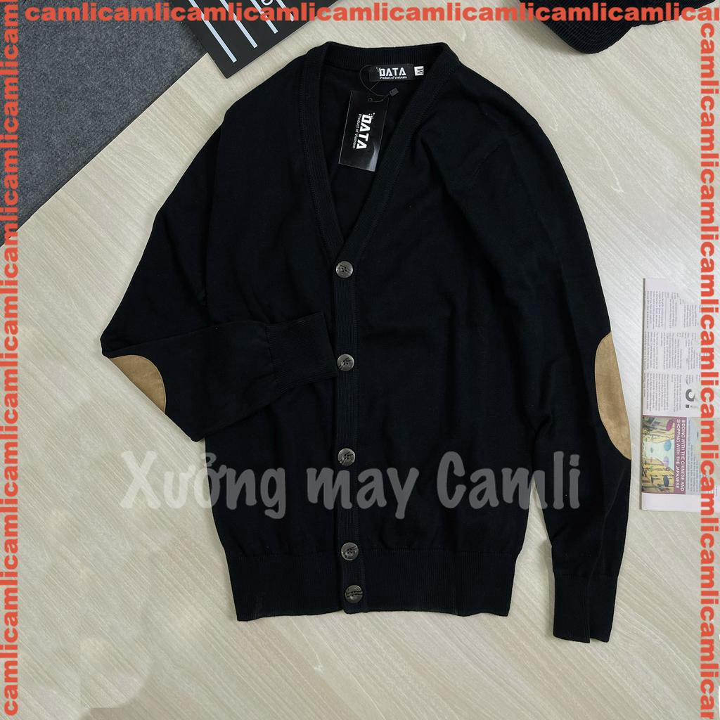 Áo len CARDIGAN nam mỏng, mở khuy, cổ chữ V, đáp da lộn khuỷu tay, chất cotton mềm mịn, KHÔNG BAI XÙ