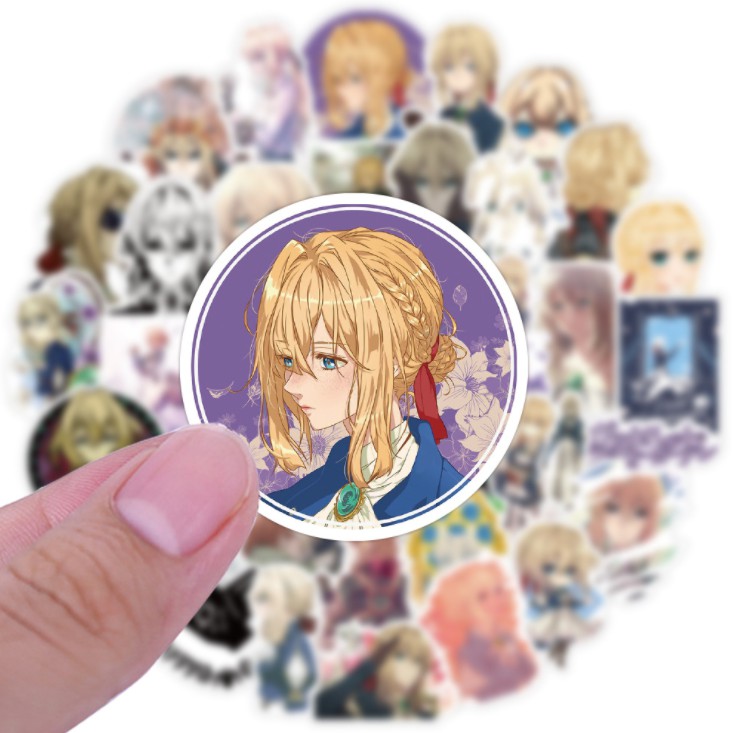 Sticker Anime Violet Evergarden combo 50 cái chống nước dán laptop, vali, mũ bảo hiểm,... in hình anime chibi cute