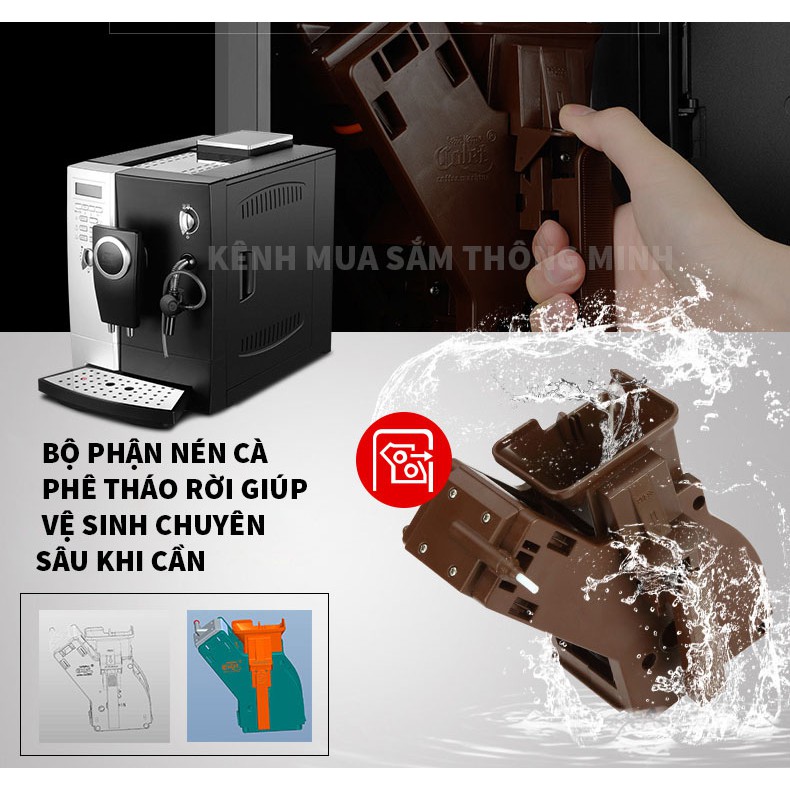 Máy pha cà phê hoàn toàn tự động từ hạt COLET, pha Americano, Cappuccino, Latte, Espresso, pha cà phê sạch, mộc