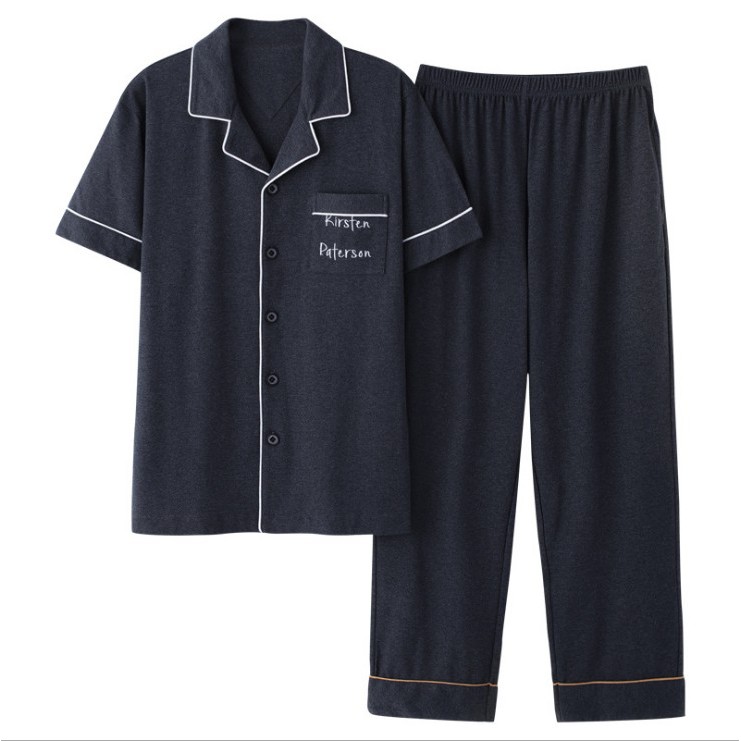 Pijama nam cộc tay-Đồ bộ nam bộ hè chất vải COTTON 100% dày dặn, thông thoáng (607) | BigBuy360 - bigbuy360.vn