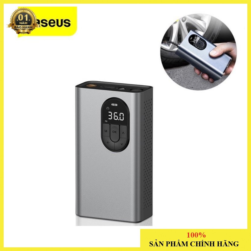 Bơm Mini Không Dây xe hơi 12V di động Baseus 2500Mah Inflator Mini Auto Air