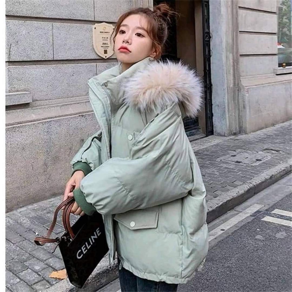 Áo phao béo mũ lông nữ 9 màu, hàng cao cấp loại 1, chất dày đẹp cực ấm Kanimi | BigBuy360 - bigbuy360.vn