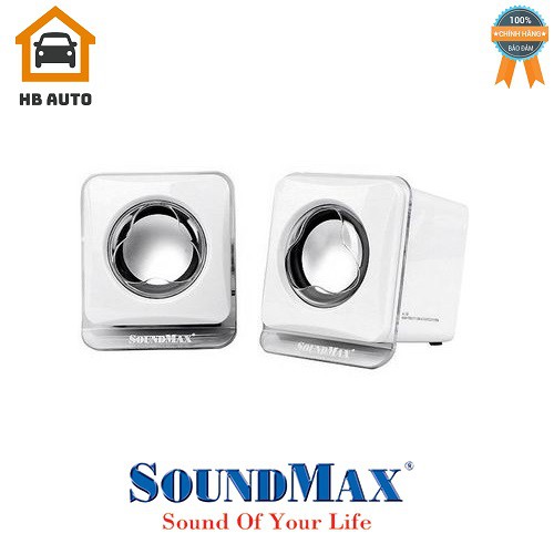 Loa vi tính Soundmax A-120 2.0 6W RMS Trắng – Hàng chính hãng