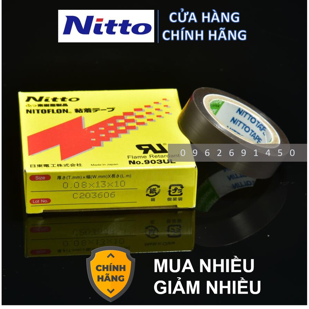 Băng keo chịu nhiệt NITTO 903UL NHẬT BẢN kt 0.08 x 13 x 10