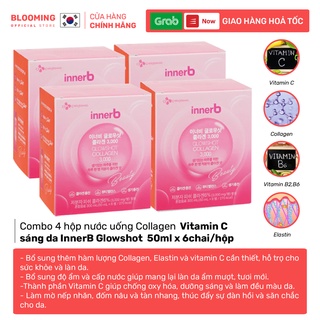 Combo 4 hộp nước uống Collagen Vitamin C sáng da InnerB Glowshot 50ml x 6chai/hộp