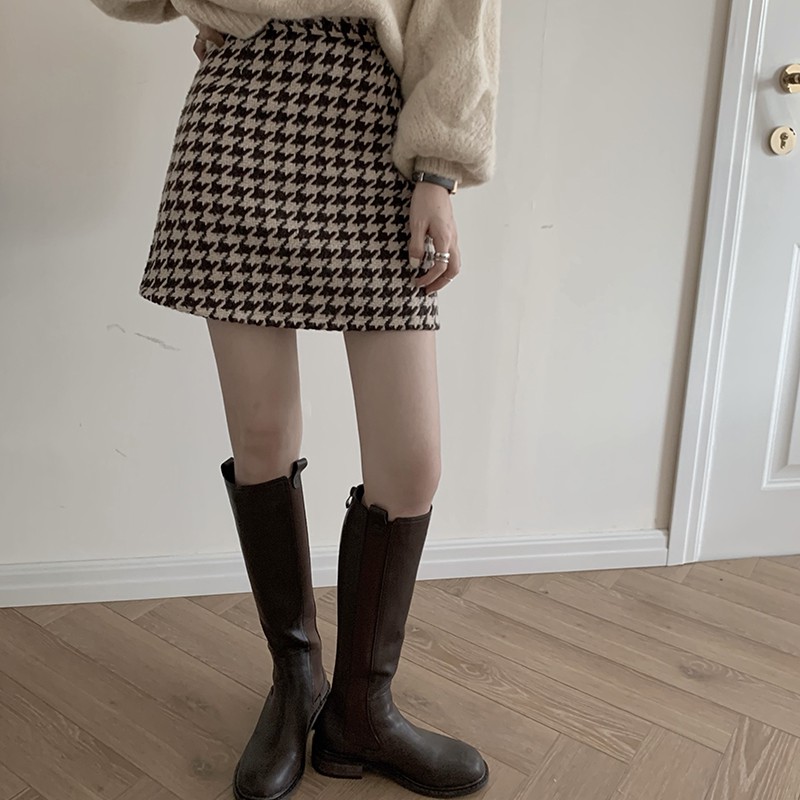 Chân Váy Len Lưng Cao Kẻ Sọc Kiểu Retro Xinh Xắn Cho Nữ | BigBuy360 - bigbuy360.vn