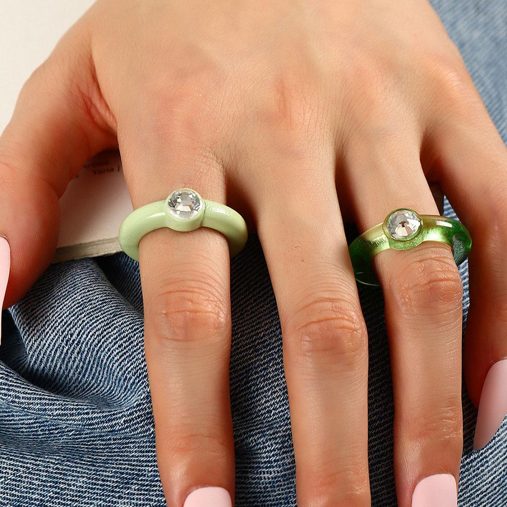 Nhẫn Hàn Quốc Cho Nữ|Nhựa Acrylic Màu Sắc.Trang Sức Thời Trang