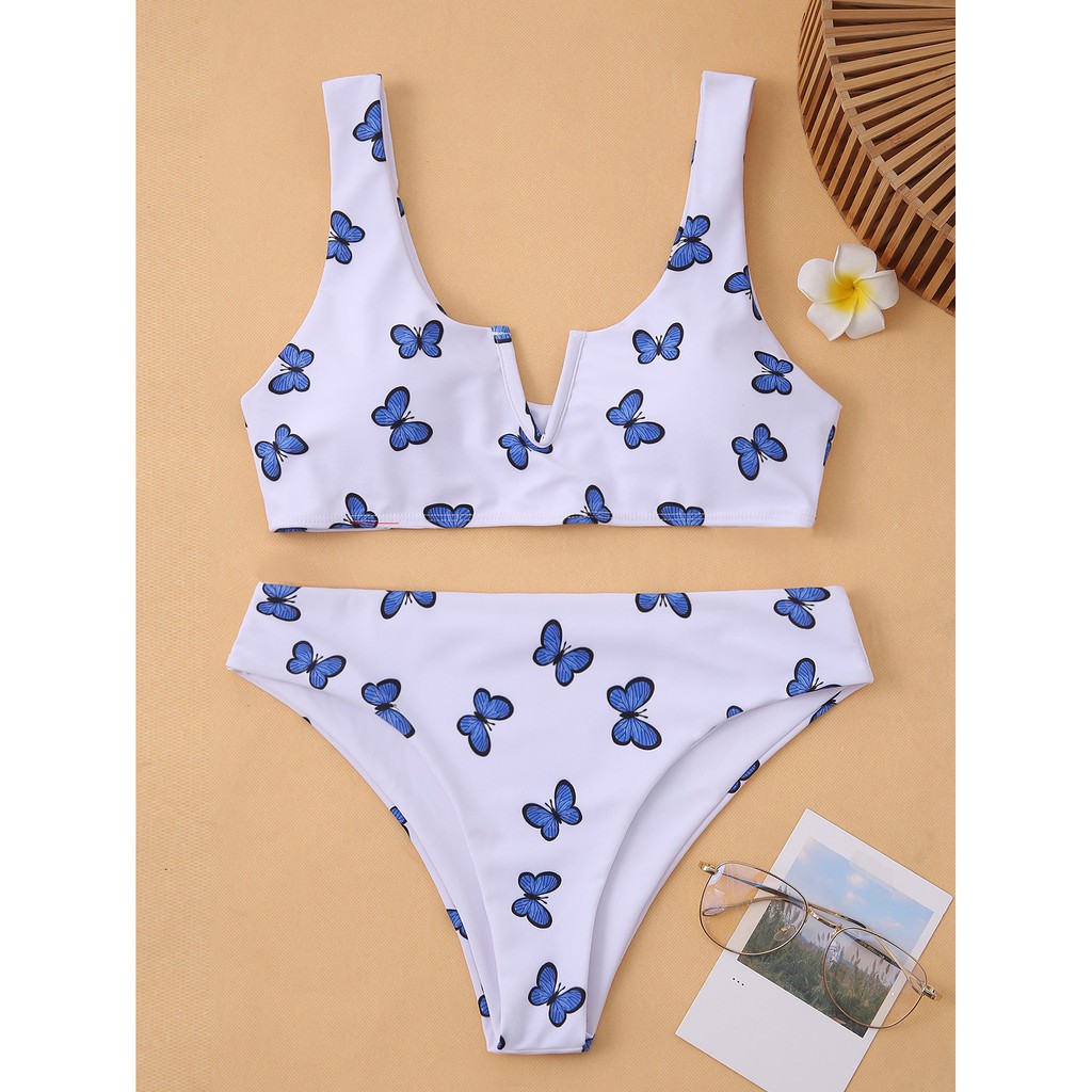 Bộ đồ bơi bikini PX05 cổ chữ V có mút ngực gọng dưới màu trơn lưng thấp quyến rũ dành cho nữ | BigBuy360 - bigbuy360.vn
