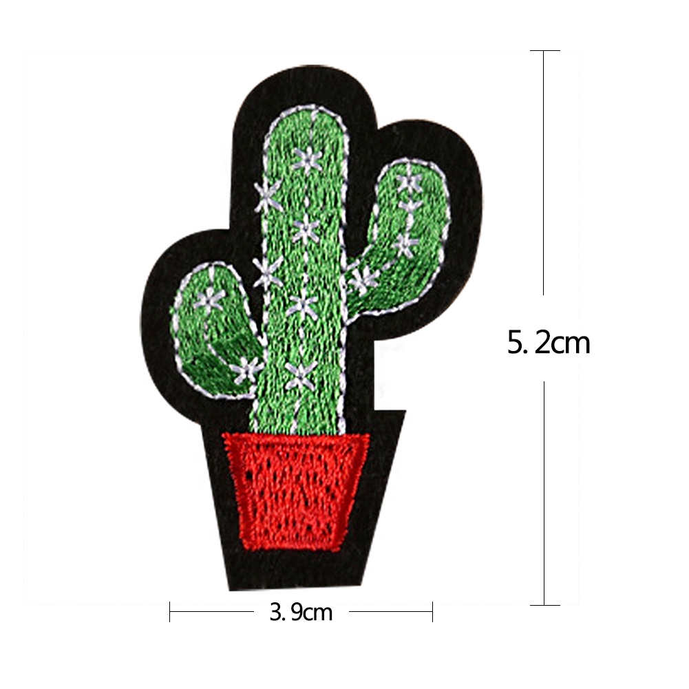 【YKN】Miếng dán ủi thêu hình cây xương rồng kích thước 5.2*3.9cm dùng trang trí quần áo DIY