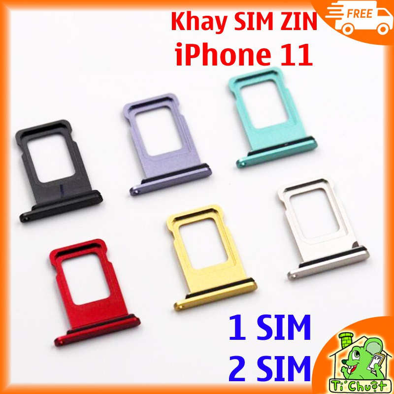 Khay sim iPhone 11 1 SIM, 2 SIM ZIN có Ron Chống Nước & Lẫy Giữ Sim