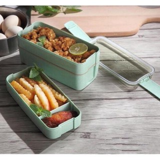 HỘP CƠM LÚA MẠCH 3 TẦNG  KÈM THÌA DĨA [Free Ship] levietstore