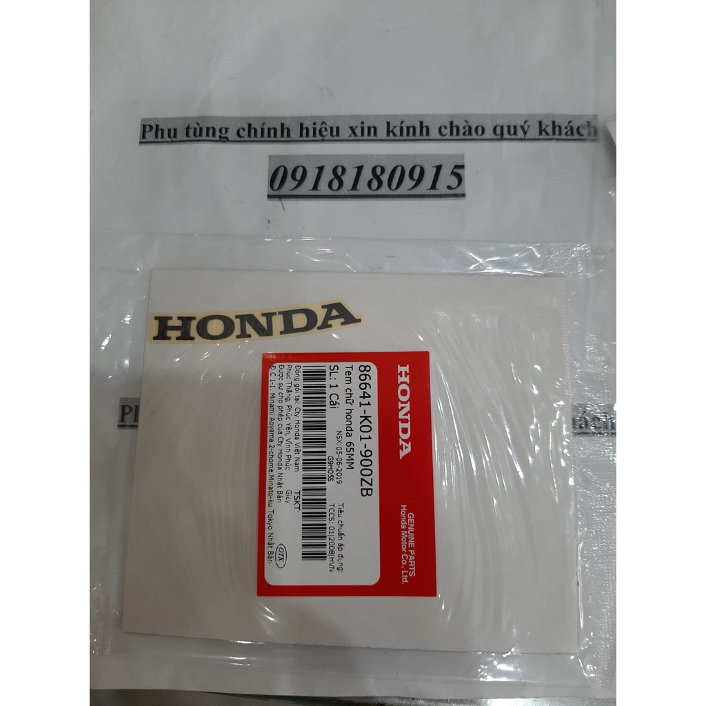 Tem mặt nạ chữ honda 65mm đỏ đen trắng chính hãng honda (giá 1 tem)