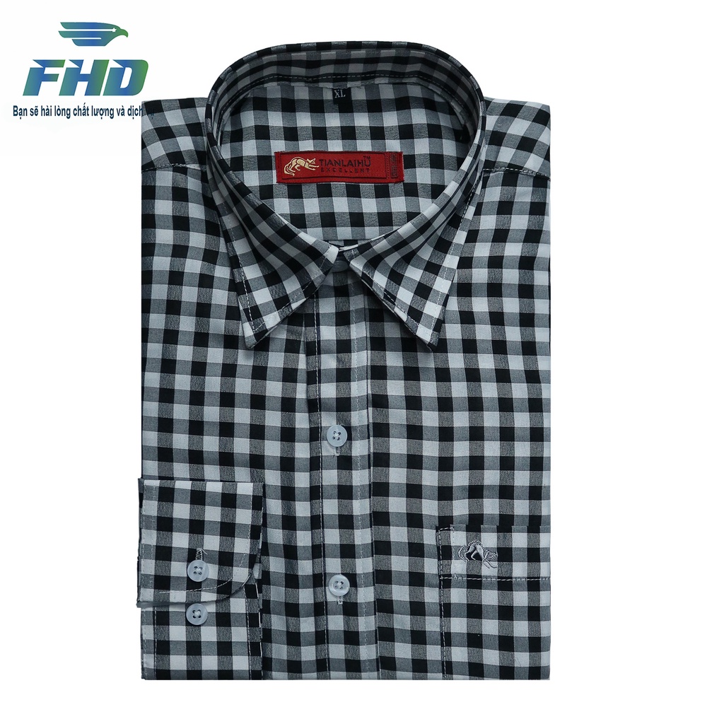 Áo Sơ Mi Nam Tay Dài Chất Vải Dày Dặn Họa Tiết Kẻ Sọc Giá Tốt Bền Màu FHDA005