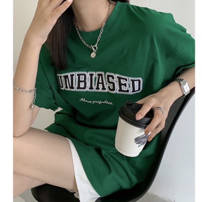 Áo thun phông logo tay nam nữ PINK tay lỡ form rộng UNBIASED Unisex