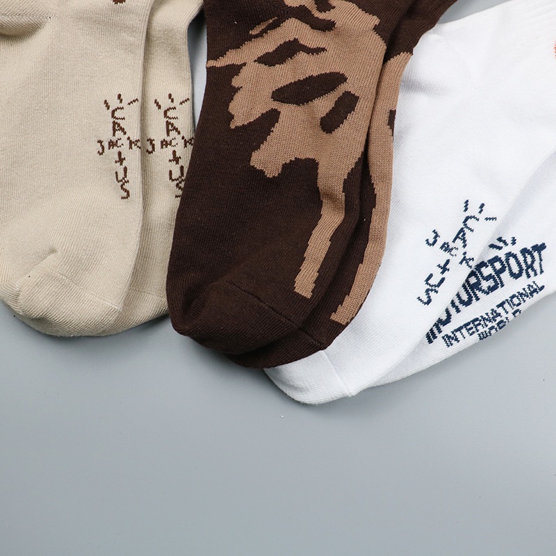 Vớ travis scott vải cotton cổ cao in họa tiết thời trang cho nam nữ