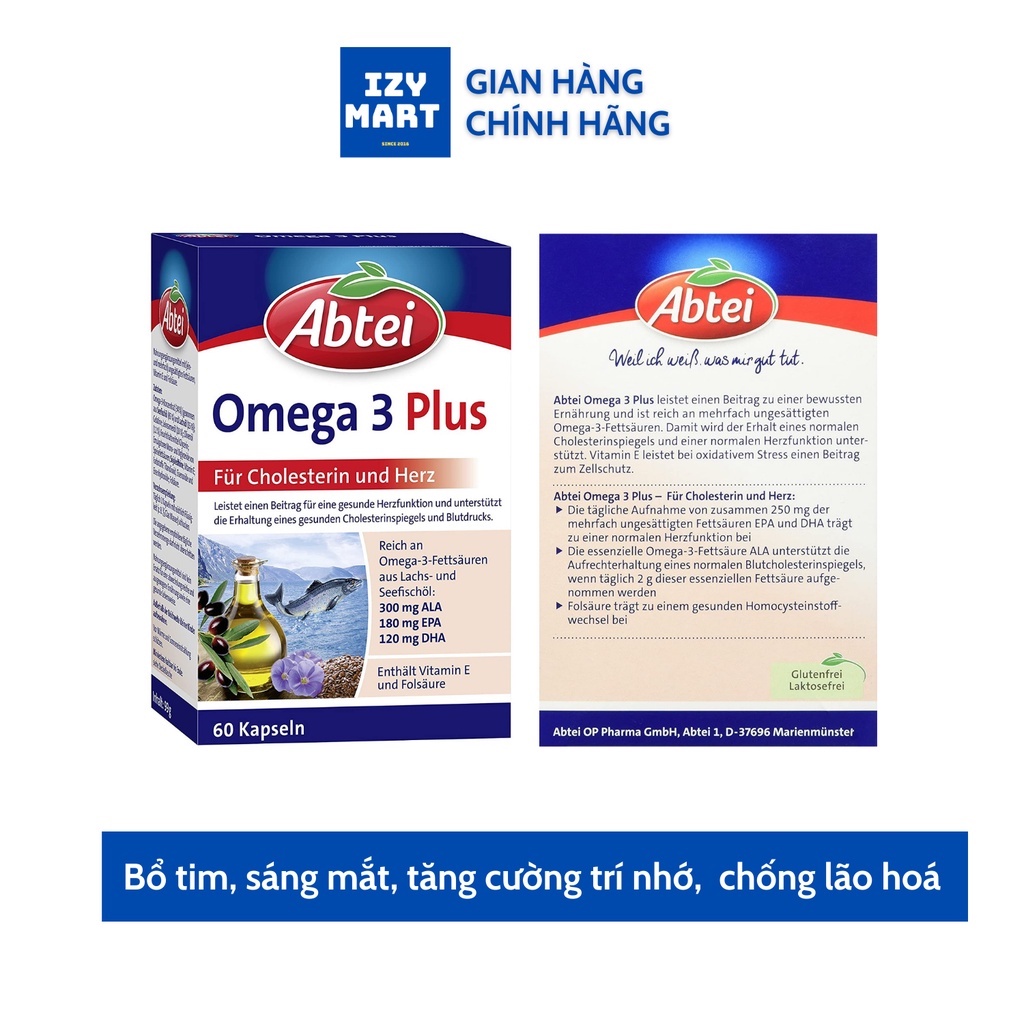 Viên uống dầu cá bổ não, bổ tim, bổ mắt Omega 3 Plus Abtei