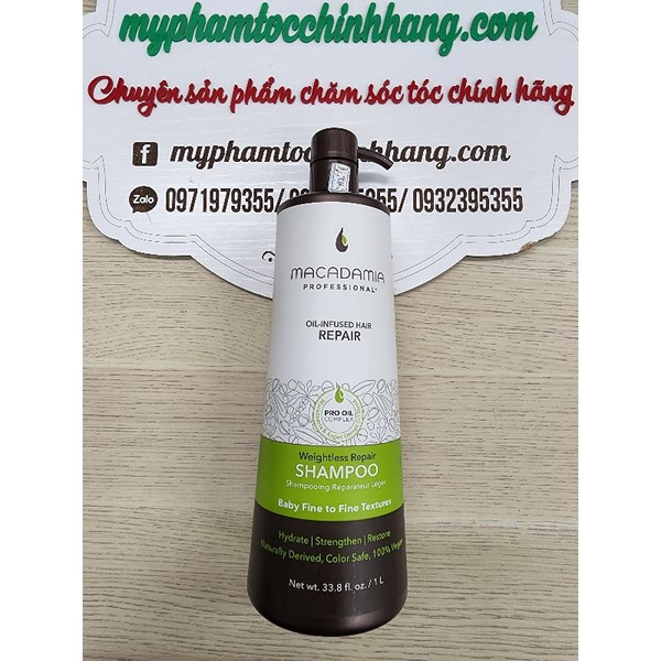DẦU GỘI XẢ MACADAMIA TẠO PHỒNG WEIGHTLESS HOẶC SIÊU MƯỢT ULTRA RICH repair 1000ML