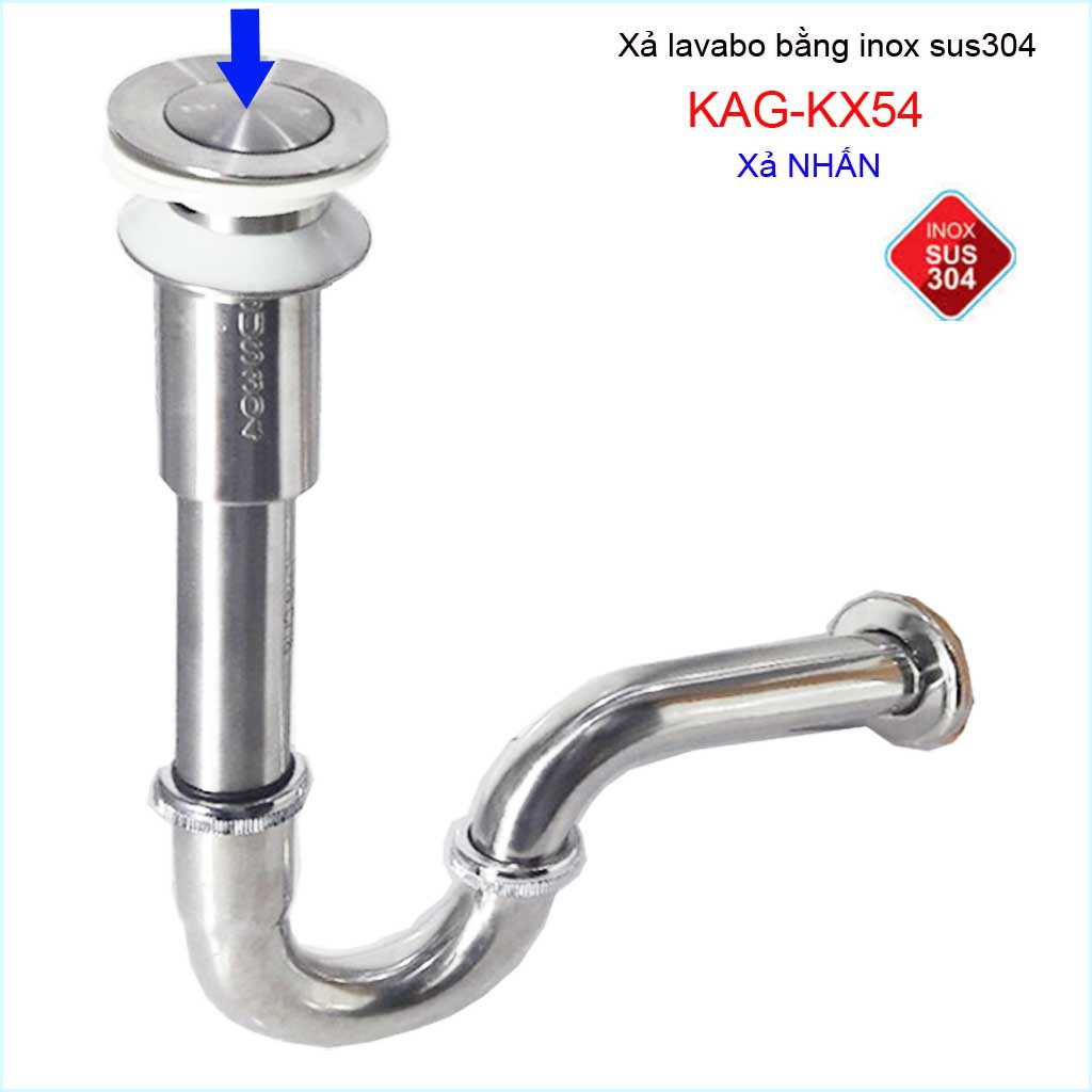 Xả chậu lavabo Inox SUS304, bộ xả nhấn lavabo Oscar cao cấp KAG-KX54