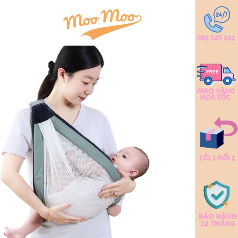 Địu vải gọn nhẹ , địu trẻ em từ 0-36 tháng hình chữ C bảo vệ cột sống cho bé