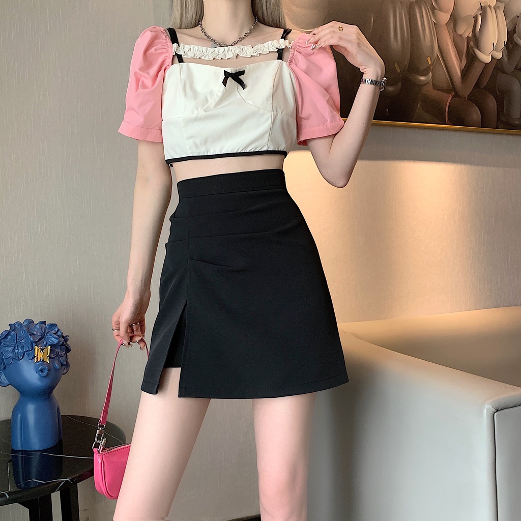 Chân váy công sở dáng chữ A có nhún phía trước BIGSIZE - TES - Dành cho các nàng mũm mĩm từ 55-95kg -Mặc đi chơi,công sở