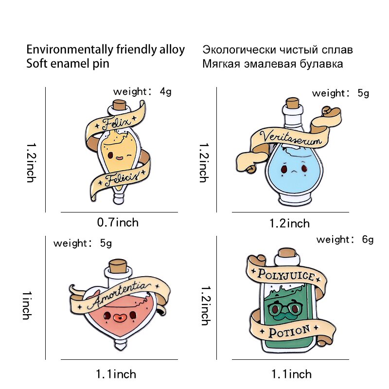 Huy hiệu cài áo bằng kim loại tráng men hình lọ điều ảo thuật dễ thương