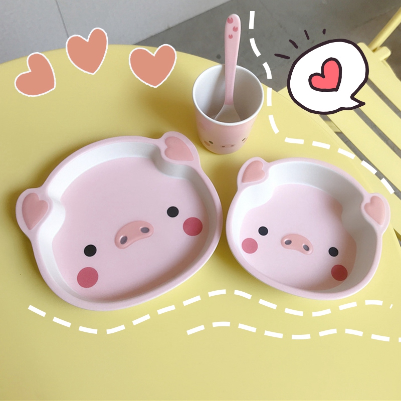 Khay Đựng Thức Ăn Cho Bé Hình Chú Heo Dễ Thương