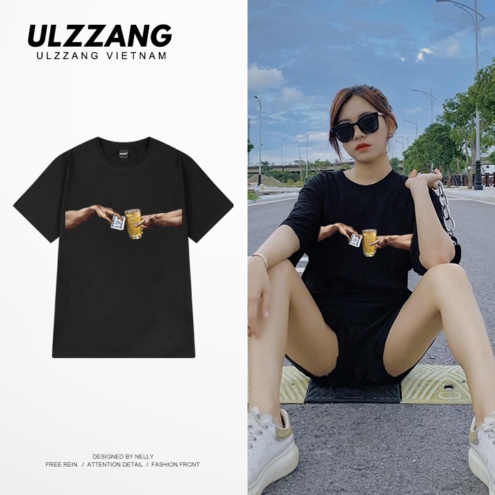 Áo thun nữ tay lỡ ULZZ ulzzang form dáng rộng Bàn Tay Trà Đá