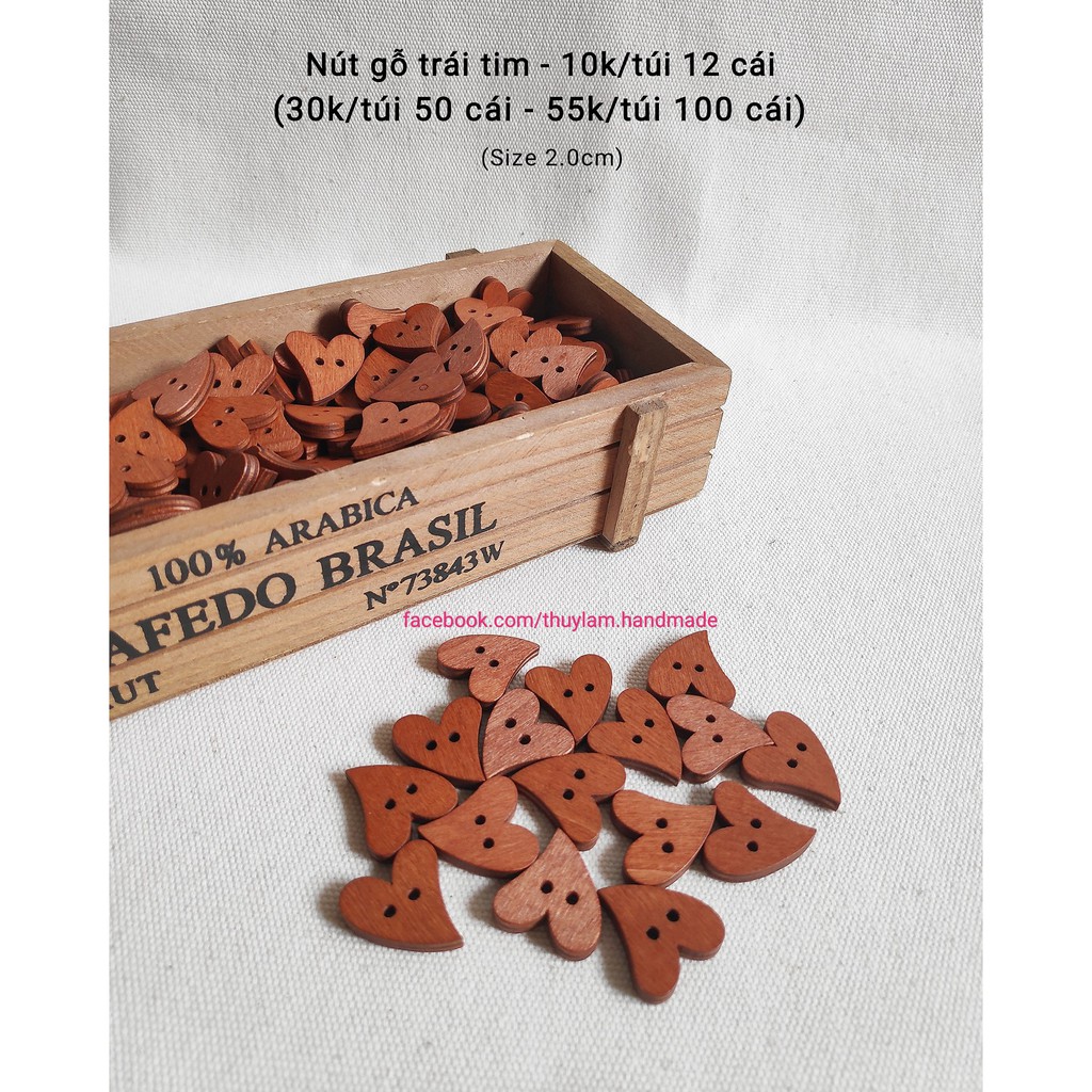 Cúc gỗ - Nút gỗ trái tim