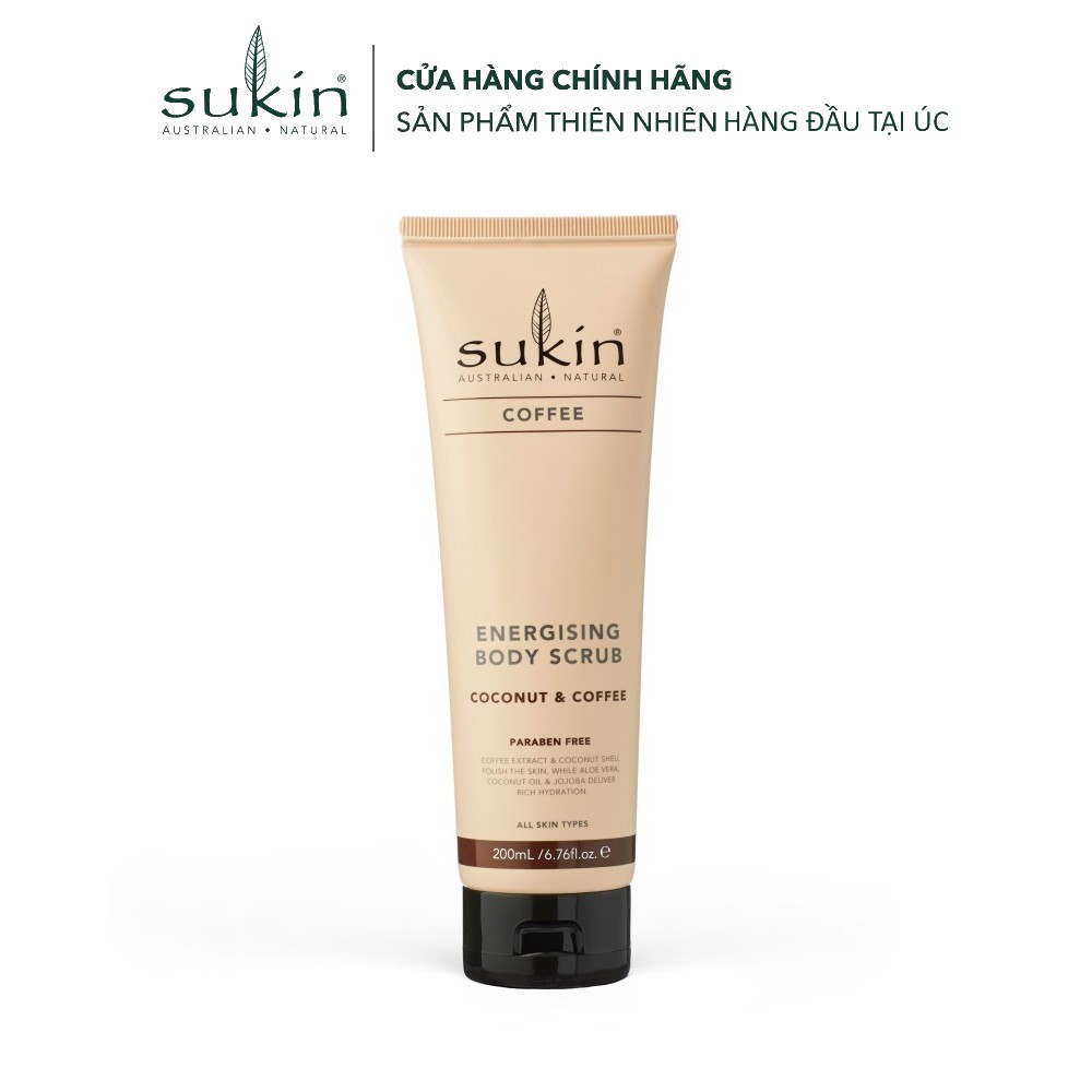 Sukin Tẩy Tế Bào Chết Toàn Thân Cà phê & Dừa Energising Body Scrub With Coffee & Coconut 200ml