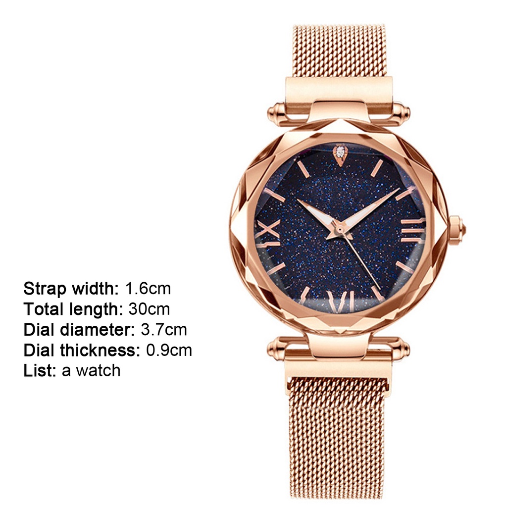 MACmk Women Elegant Starry Mesh Band Quartz Wrist Watch for Daily Life