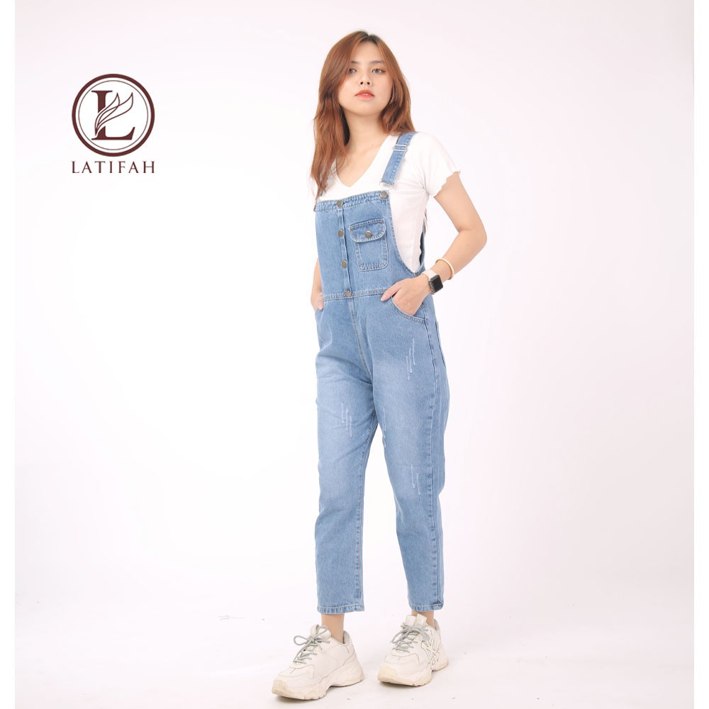 [Mã BMLTA50 giảm 50K đơn 150K] Quần yếm jean dài nữ LATIFAH 5 cúc YJ012 phong cách trẻ trung năng động